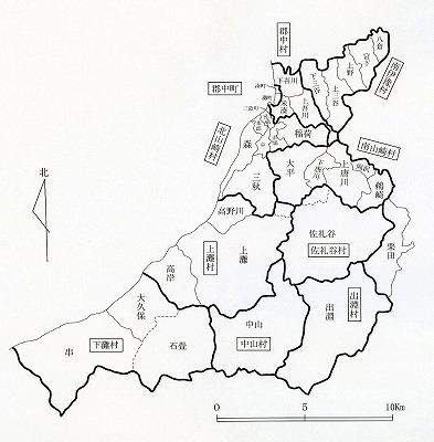 図表2-1-1　伊予市域における明治22年町村制実施後の町村