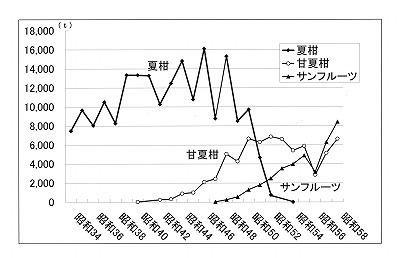 図表2-2-4　伊方町三崎地区の柑橘の生産推移