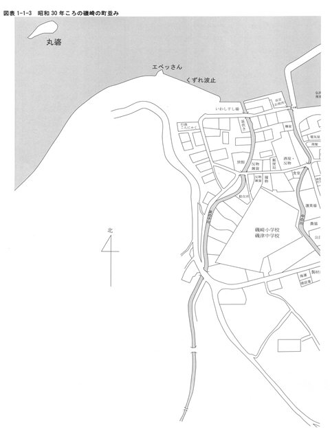 図表1-1-3　昭和30年ころの磯崎の町並み１