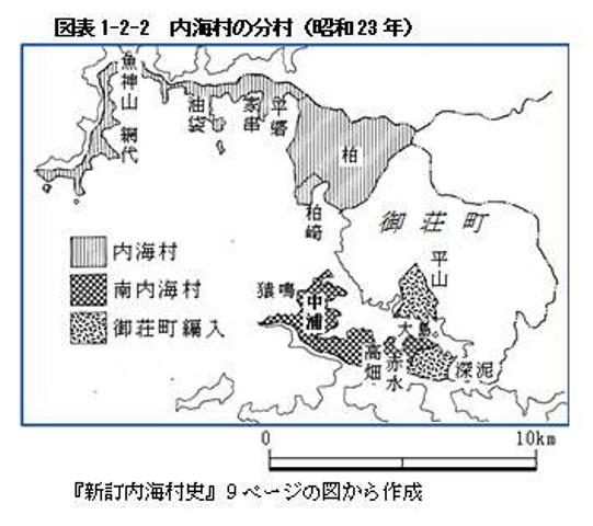 図表1-2-2　内海村の分村（昭和23年）