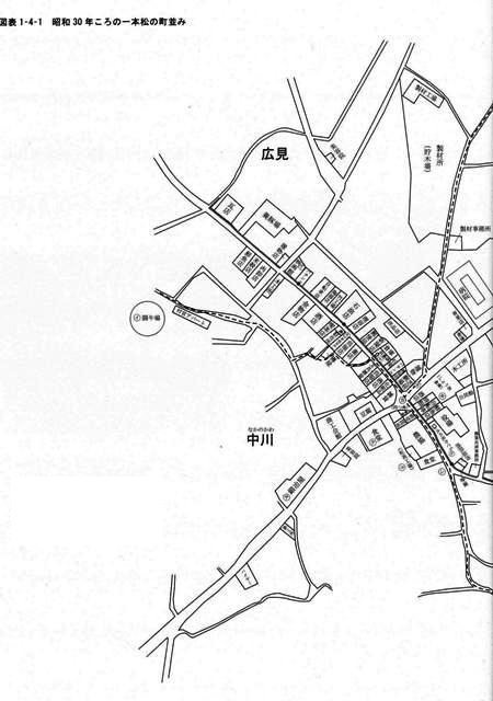 図表1-4-1　昭和30年ころの一本松の町並み１