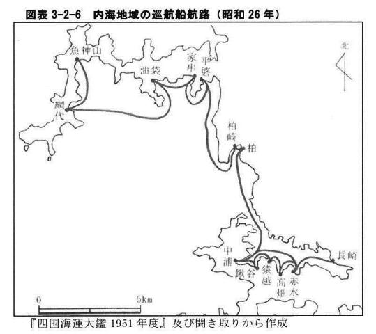 図表3-2-6　内海地域の巡航船航路（昭和26年）