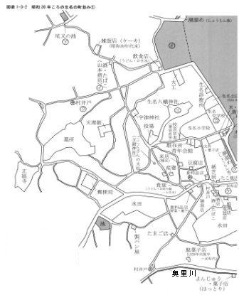 図表1-3-2　昭和30年ころの生名の町並み①－１